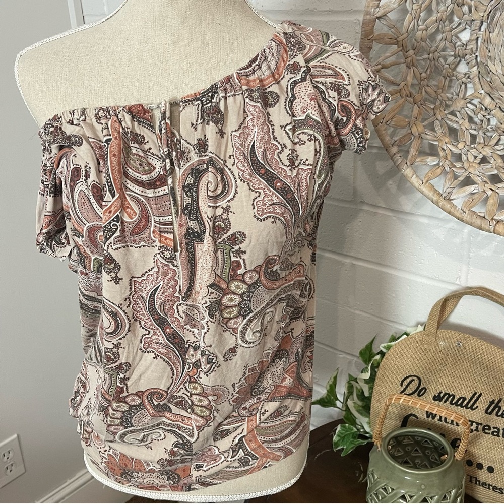 Paisley Off The Shoulder Women’s Blouse Size Small